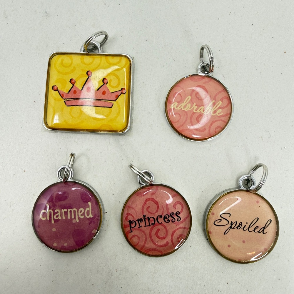 Ganz Charms Princess Adorable Spoiled Charmed Crown Y2K Silver‎ Tone Set of 5